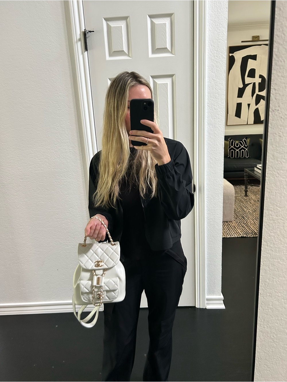 Mini Quilted Cream Backpack - Gold Hardware